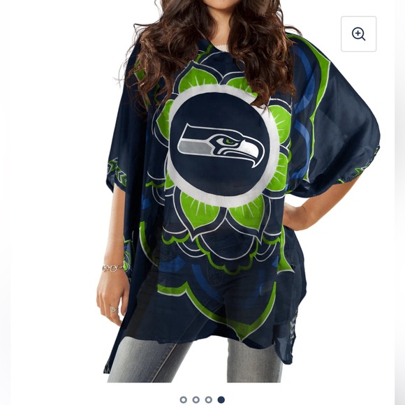 Seattle Seahawks Sheer Caftan with Flower Design Team Colors One Size. - Picture 10 of 10